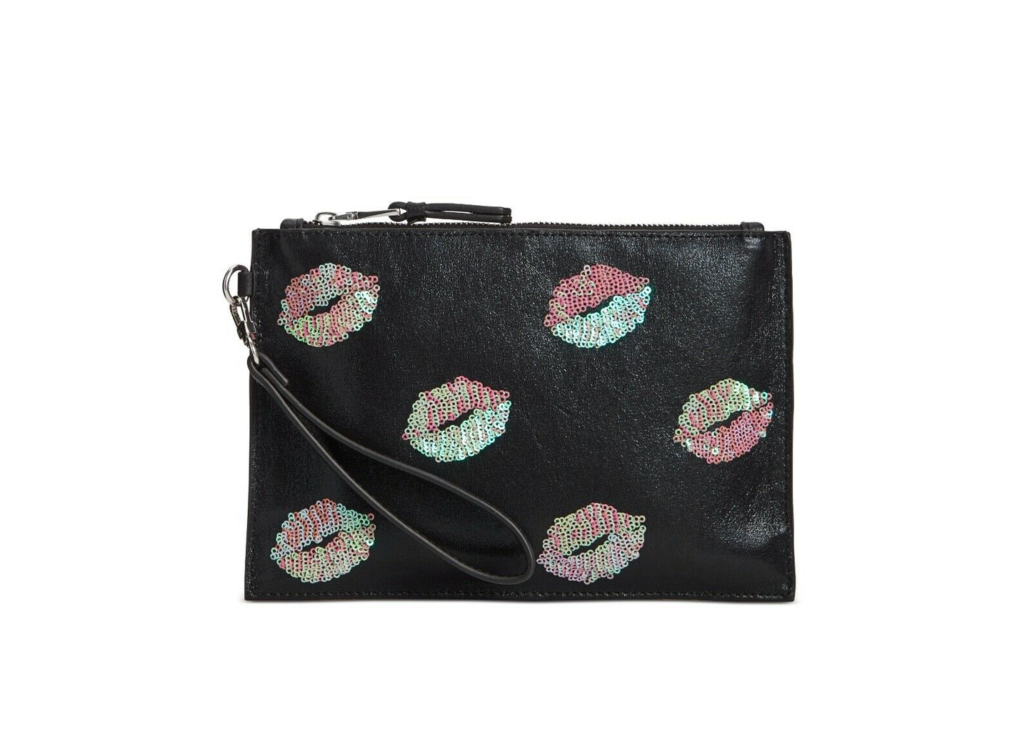 Inc International Concepts Womens Molyy Pink Sequin Lips Pouch Wristlet