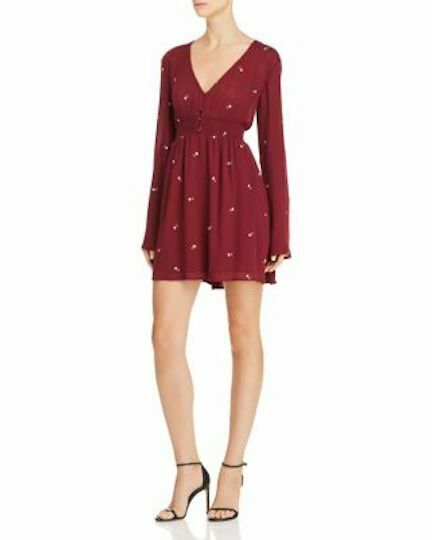 En Creme A-Line V-Neck Casual Dress- Burgundy $88 - Outlet Designers