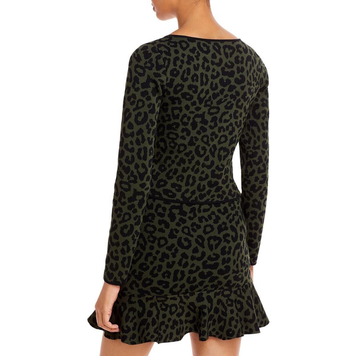 Aqua Womens Animal Print Jacquard Pullover Top M