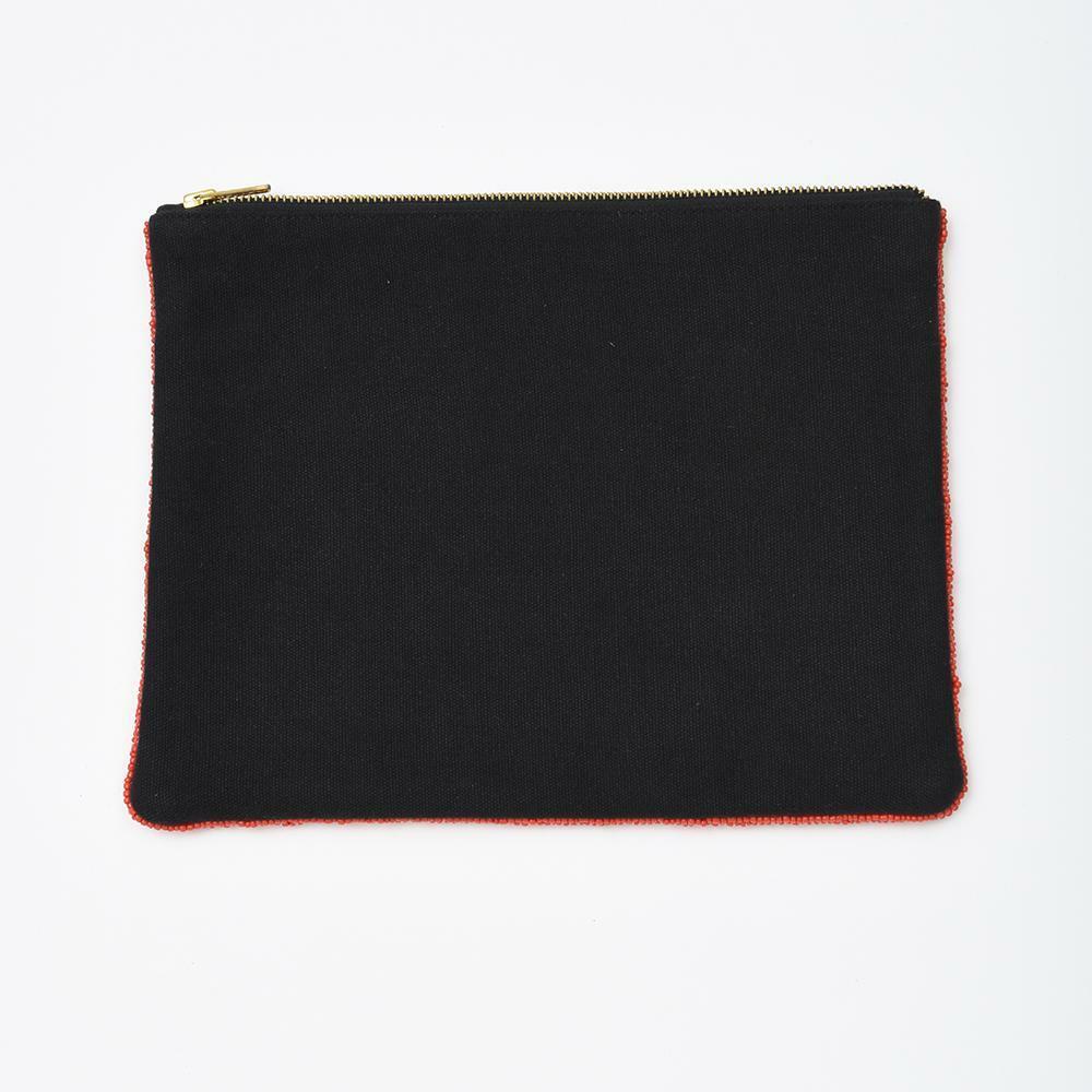 INK+ALLOY Black Ivory With Gold Cross Beaded Clutch