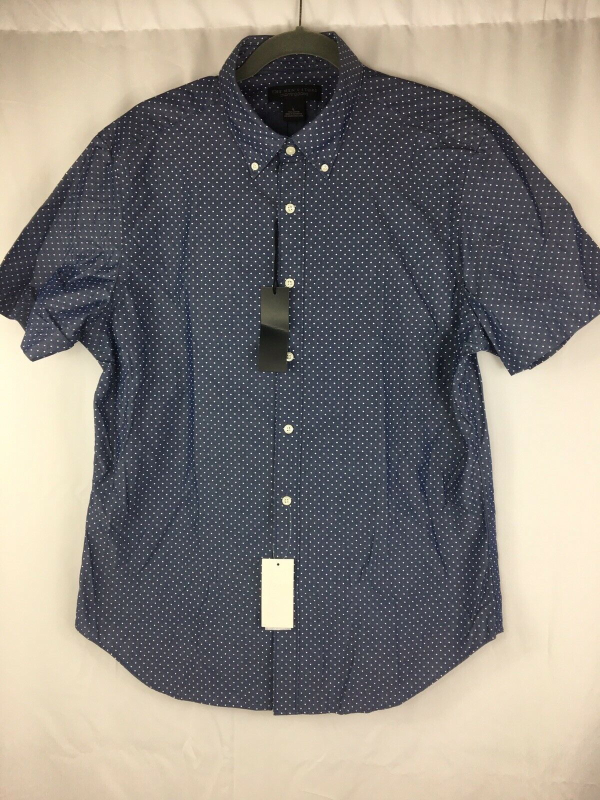 Bloomingdales The Men's Store Shirt V Neck Short Sleeve Navy Large - Outlet Designers