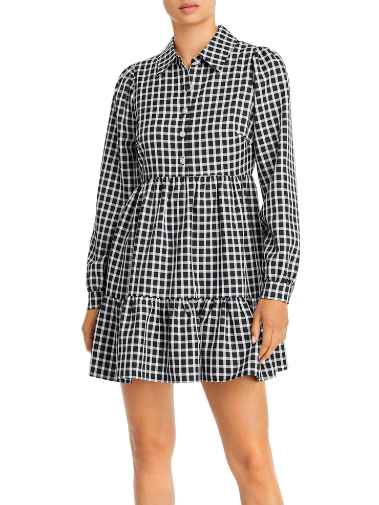Aqua Womens Tiered Short Mini Dress S