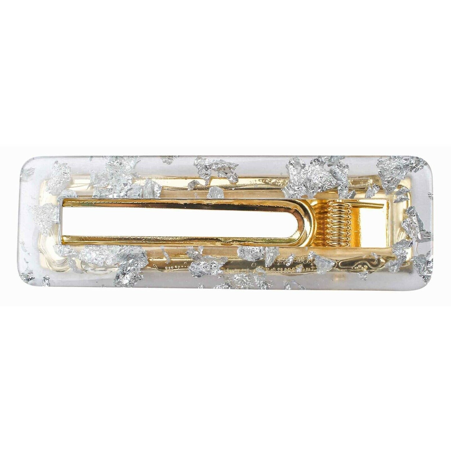 Pince rectangulaire en acrylique Gemelli en feuille d'argent