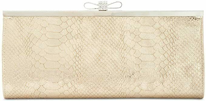 INC International Concepts I.N.C. Carolyn Exotic Clutch Gold