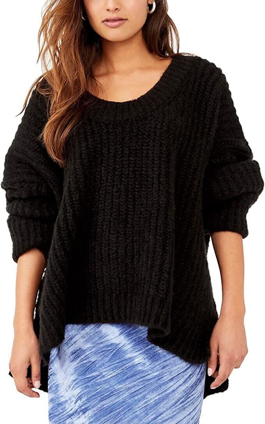 Free People Women's Blue Bell V Neck Sweater S