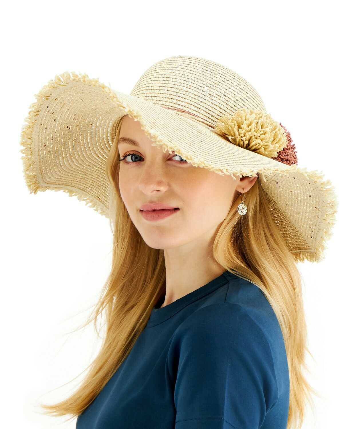 INC International Concepts Pom-Pom Floppy Hat Натуральный ОДИН РАЗМЕР