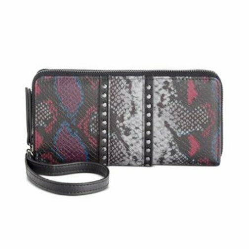 Inc Hazell Faux Leather Multi Snakeskin Gunmetal Zip Around Wallet