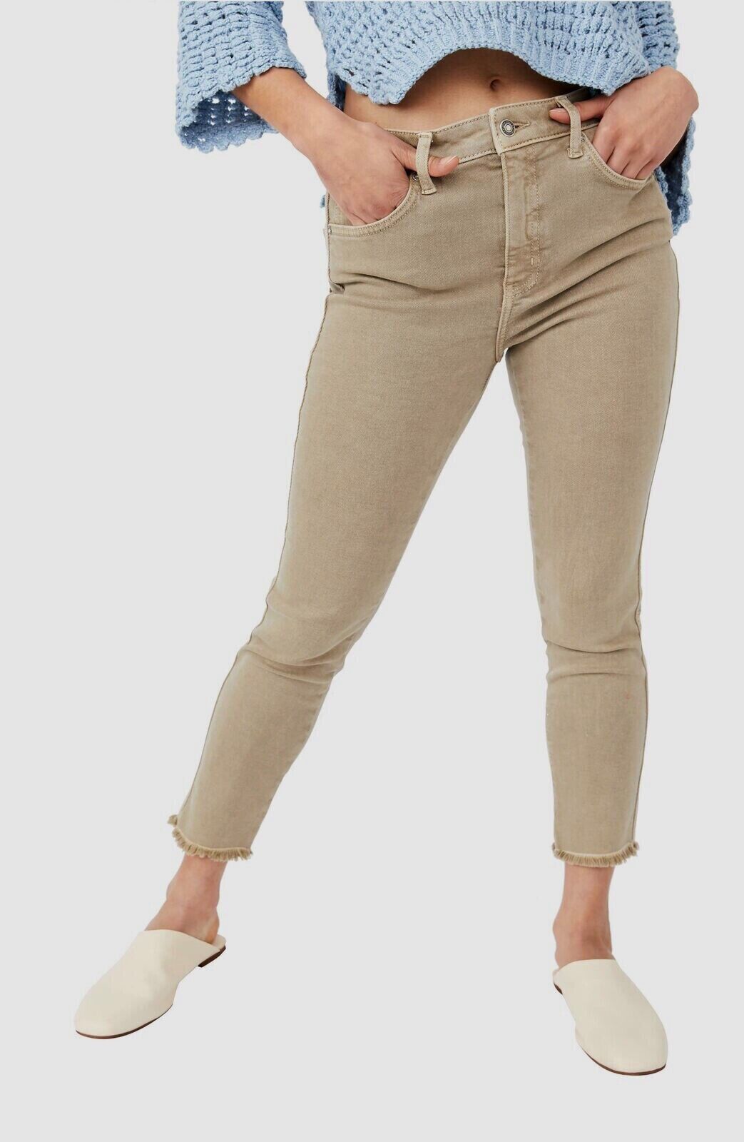 We The Free Women's Off White High Waist Ankle Denim Jeans Pants Size 25