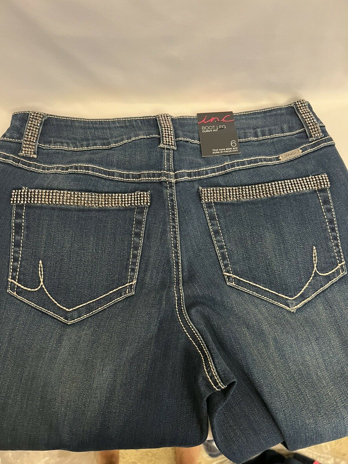 INC International concepts curvy fit boot leg with shiny rhinestones