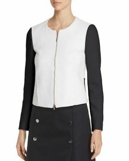 HUGO BOSS WOMENS KORALIE TEXTURED TWO-TONE COLLARLESS BLAZER 14 - Outlet Designers