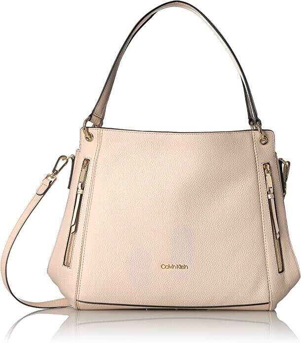 Calvin Klein Melanie Pebble Leather Slouchy Zip Face Hobo