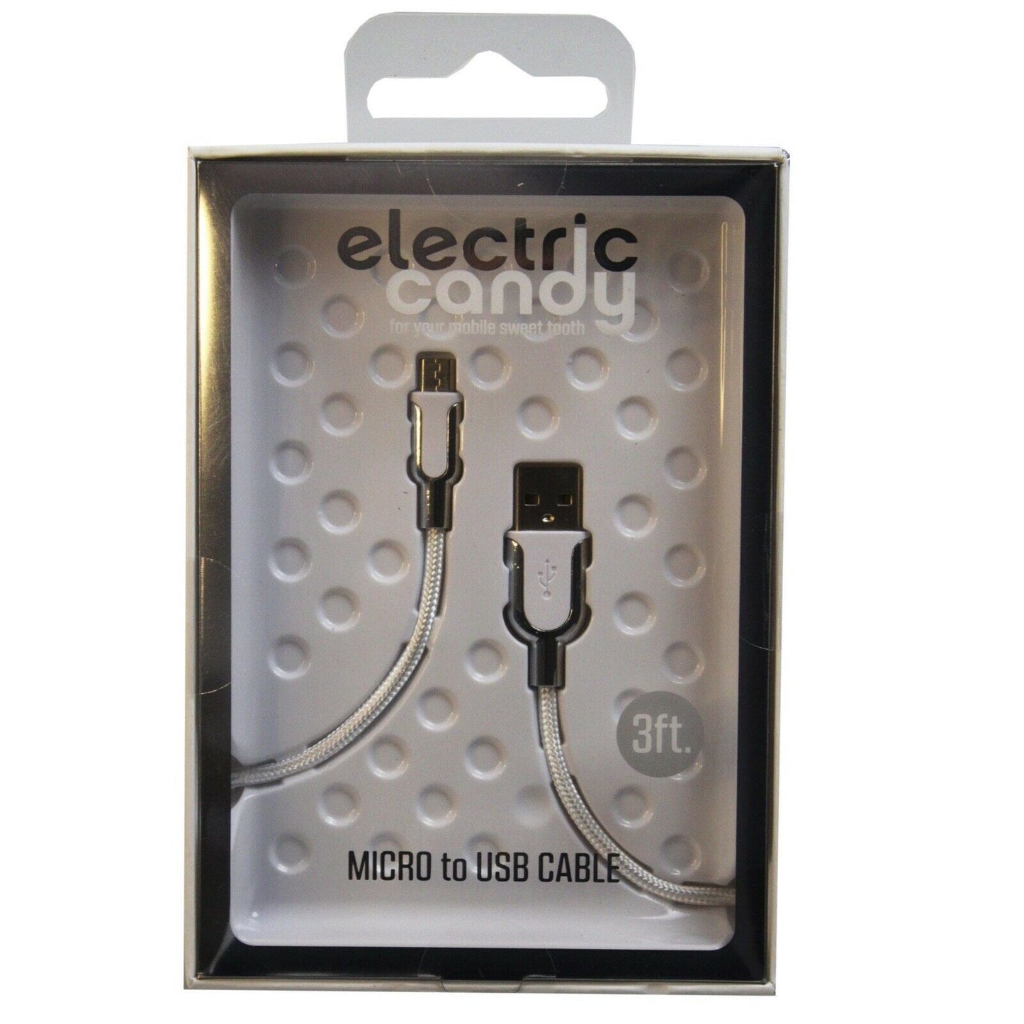 Электрический кабель Candy Micro USB длиной 3 фута серебристо-белого цвета