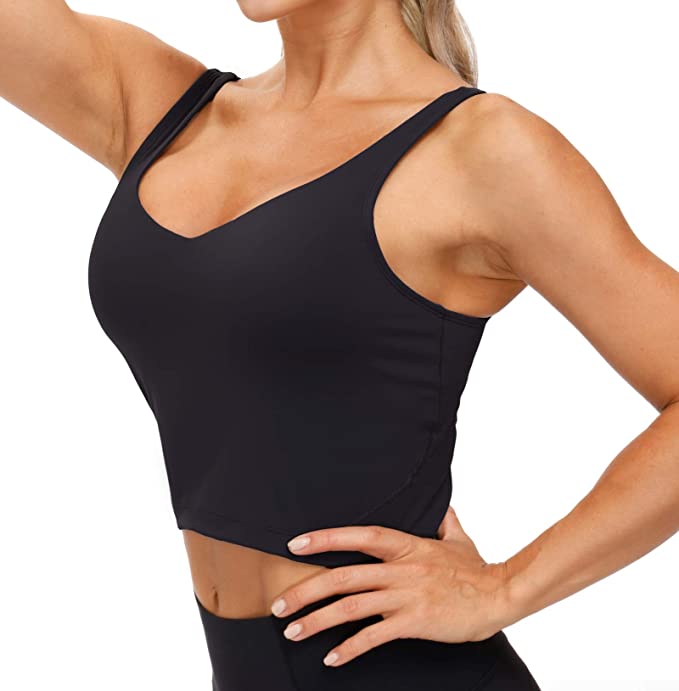 Soutien-gorge de sport long pour femme, sans armatures, rembourré, maintien moyen, pour yoga, gym, course à pied, entraînement, débardeurs