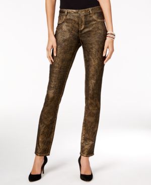 Inc International Concepts Metallic Skinny Jeans - Gold