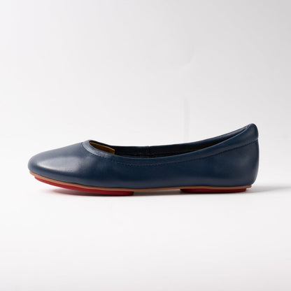 Navy Blue Majesty Silken Glide Sahach Ballet Flats