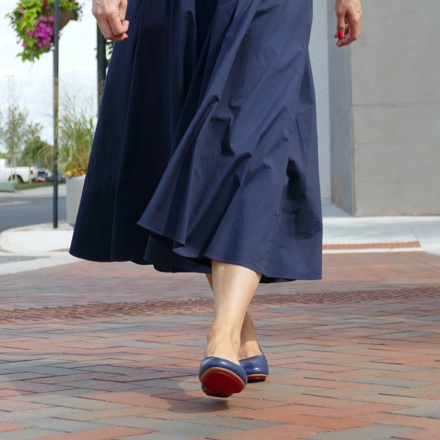 Navy Blue Majesty Silken Glide Sahach Ballet Flats