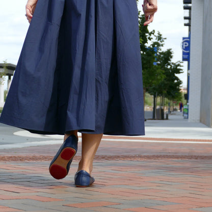 Navy Blue Majesty Silken Glide Sahach Ballet Flats