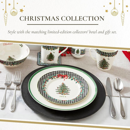 Spode Christmas Tree Collector Plate - Exclusive Border with Red Ribbon & Black  Outlet Designers
