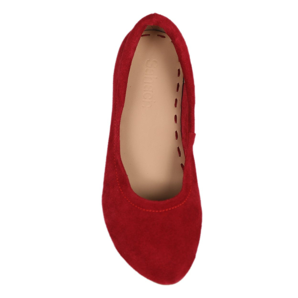 Ballerines Whisper Sahach en velours rouge cardinal