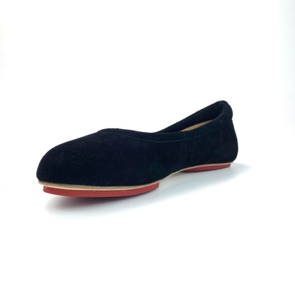 Charcoal Black Velvet Whisper Sahach Ballet Flats