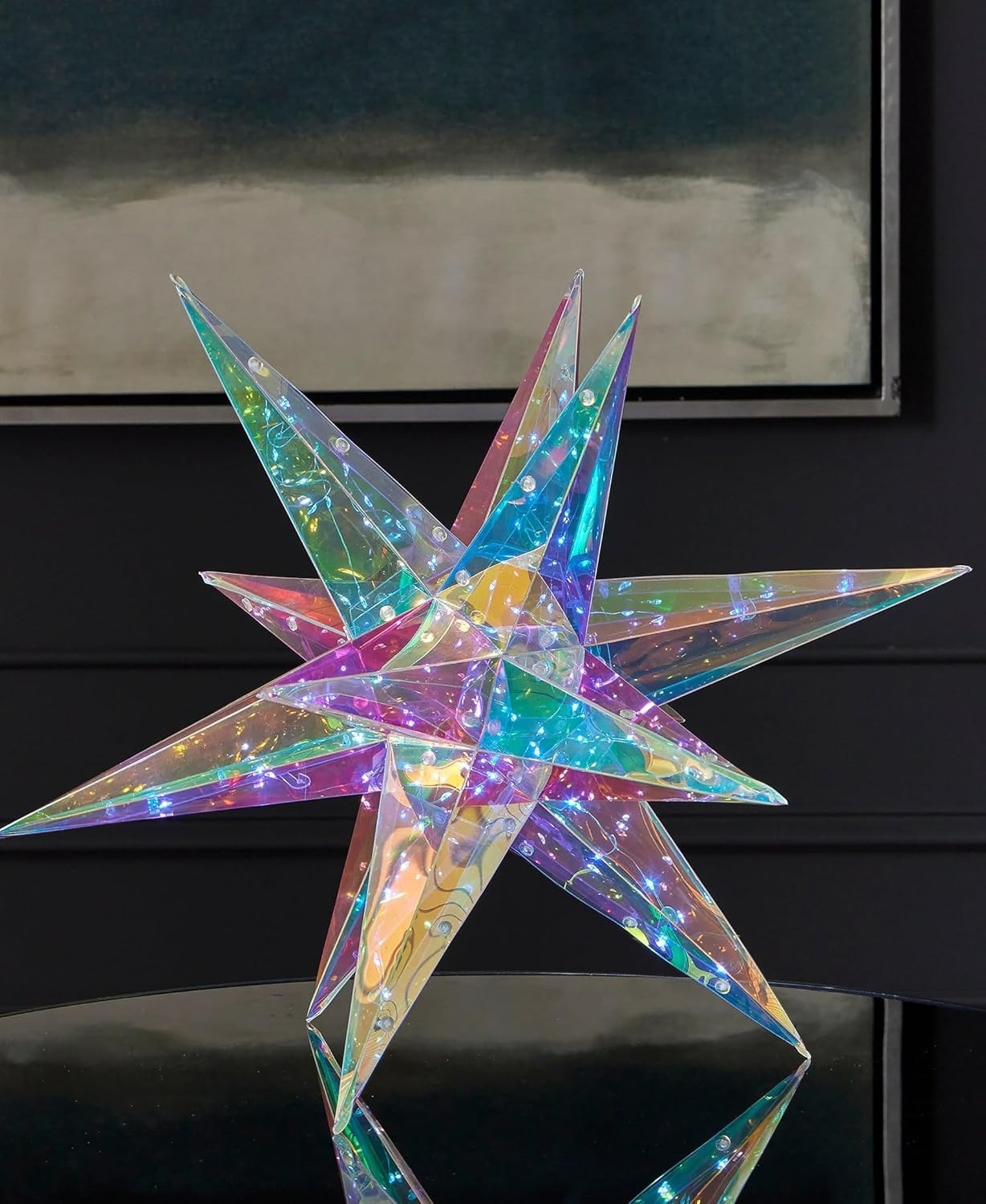 Prismatic Iridescent Christmas Explosion Star 16", LED Lights