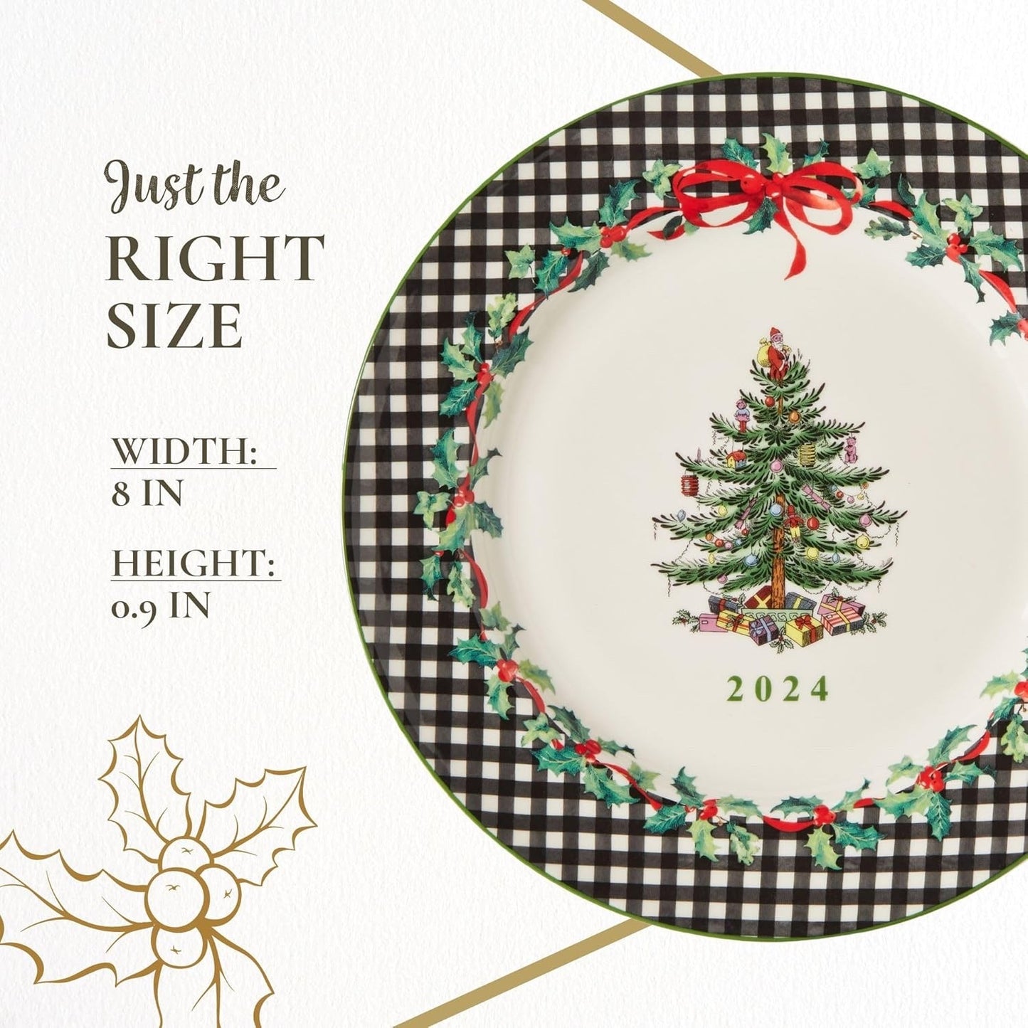 Spode Christmas Tree Collector Plate - Exclusive Border with Red Ribbon & Black  Outlet Designers