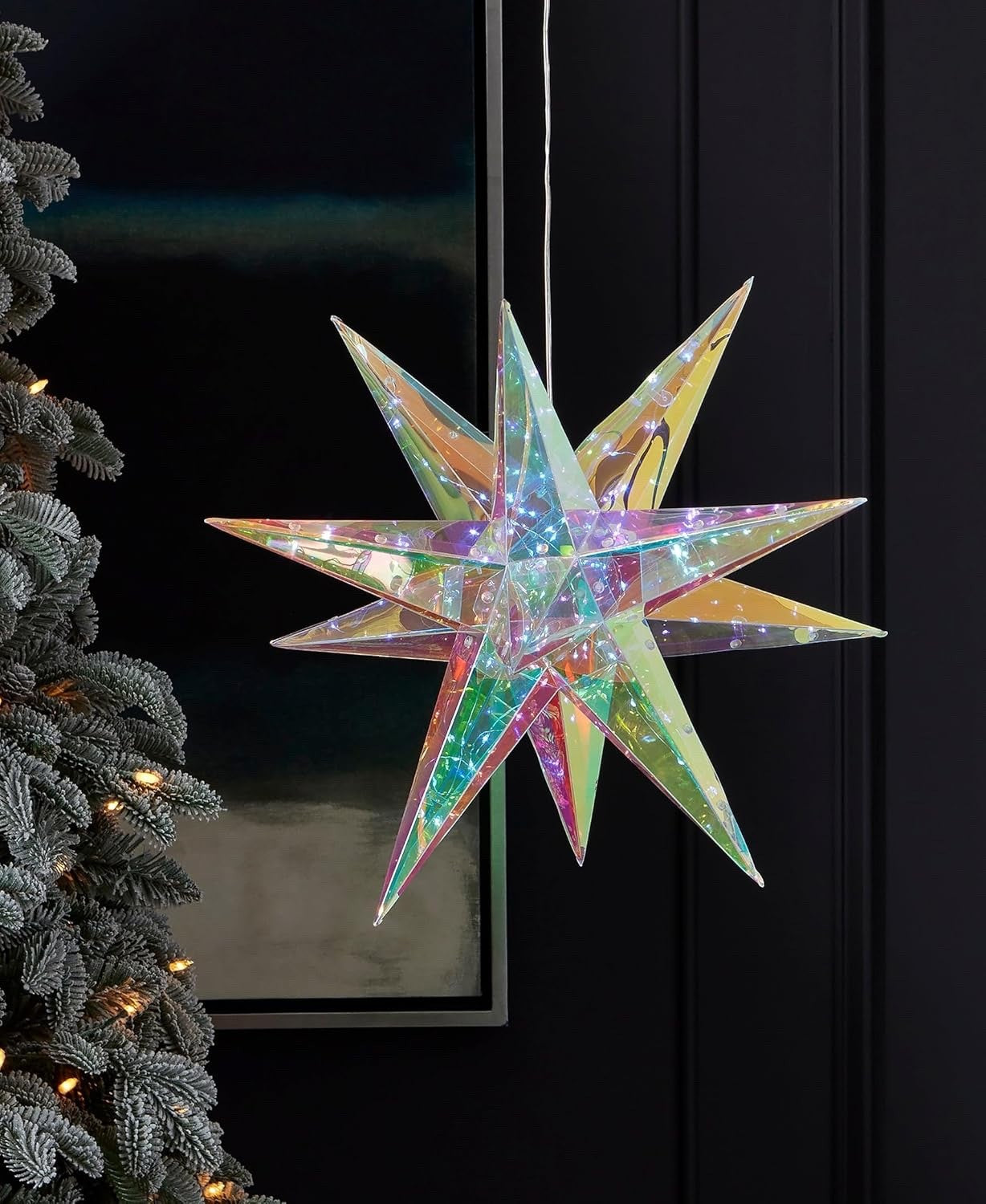 Prismatic Iridescent Christmas Explosion Star 16", LED Lights