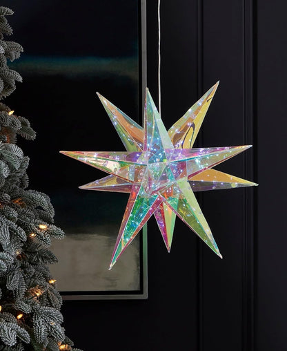 Prismatic Iridescent Christmas Explosion Star 16", LED Lights