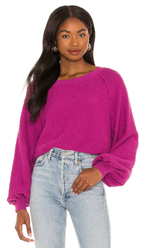 Free People Womens Found My Friend Pullover in Wild Aster S