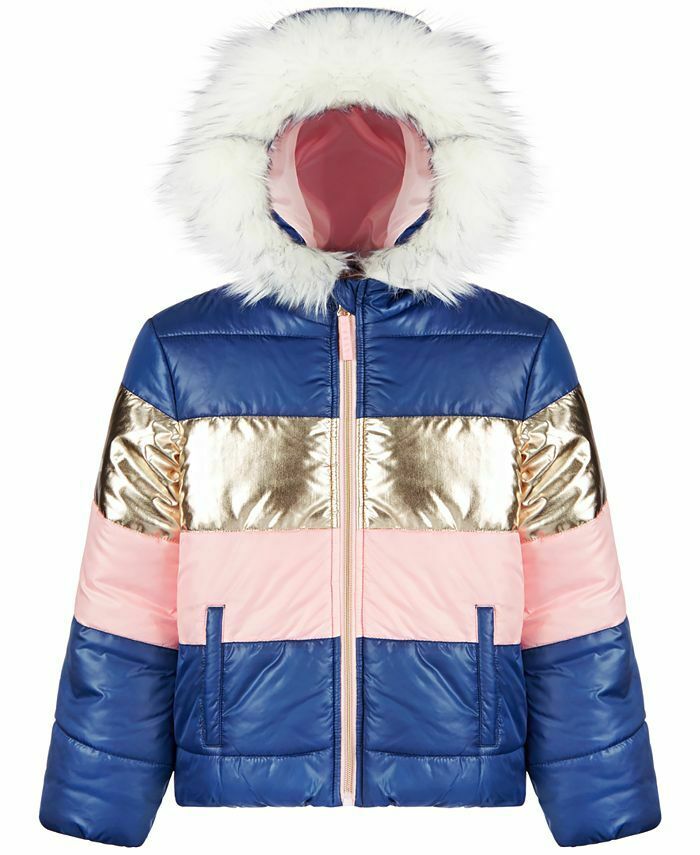 S Rothschild & CO Big Girls Colorblocked Hooded Puffer Coat