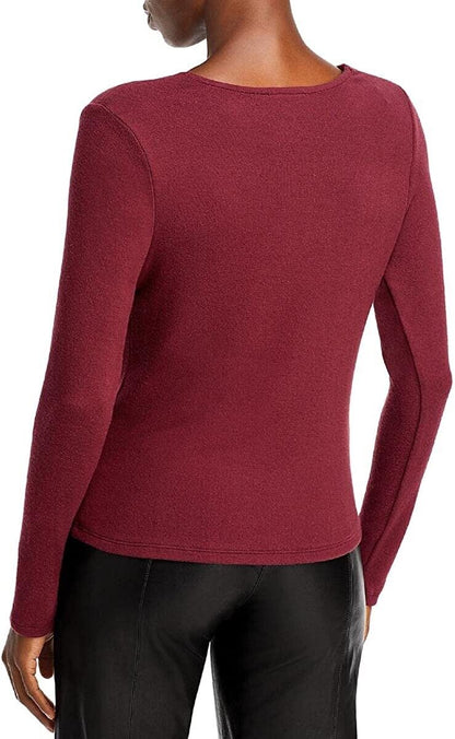Three Dots Womens Cowlneck Fleece Pullover Top Red XL
