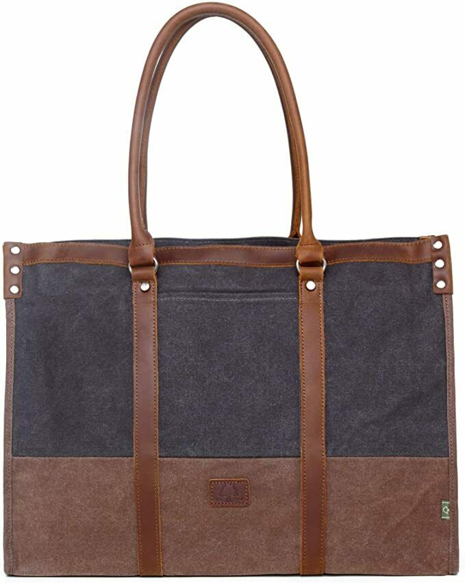 TSD The Same Direction Stone Creek Canvas Leather Trim Tote Bag (Grey)