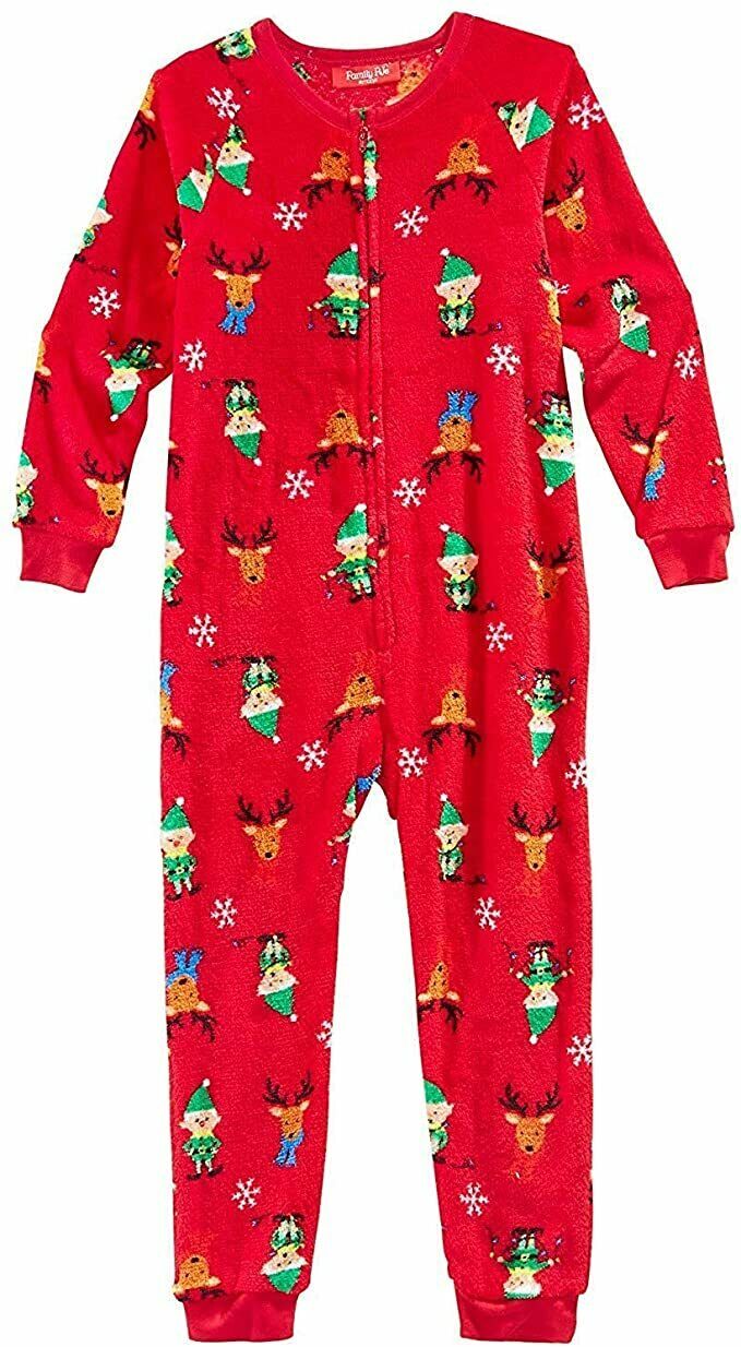 Family PJs Kids Elf One Piece Pajamas Red 4-5