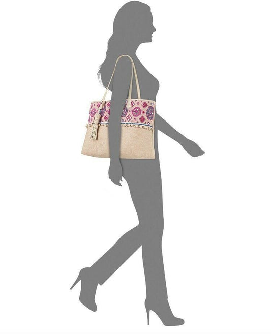 Angel by L. Martino $148 NWT Lily Extra Large Beaded Tote Multi Color Bohemian - Outlet Designers