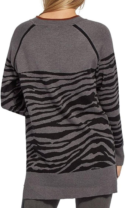 Lysse Womens Serene Autumn Knit Zebra Pullover Sweater XL