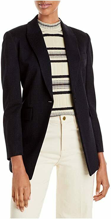 Theory Womens Navy Striped Blazer Jacket Size 12