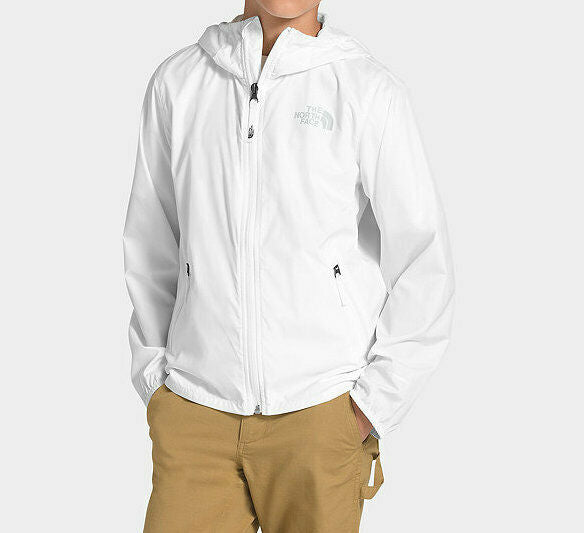 The North Face Youth Flurry Windbreaker Hoodie Jacket White XS