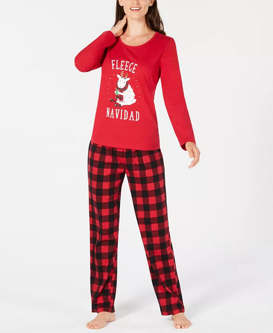 FAMILY PAJAMAS Matching Women's Fleece Navidad Pajama Set Small