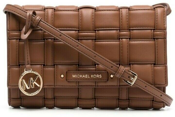 MICHAEL Michael Kors Women's Ivy Woven Large Clutch Crossbody Bag Luggage