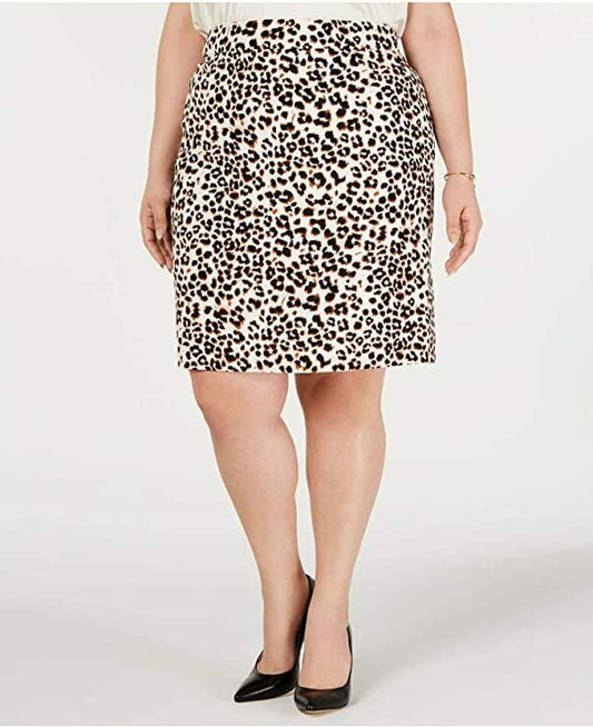 Bar III Womens Beige Animal Print Above The Knee Pencil Wear to Work Skirt Size