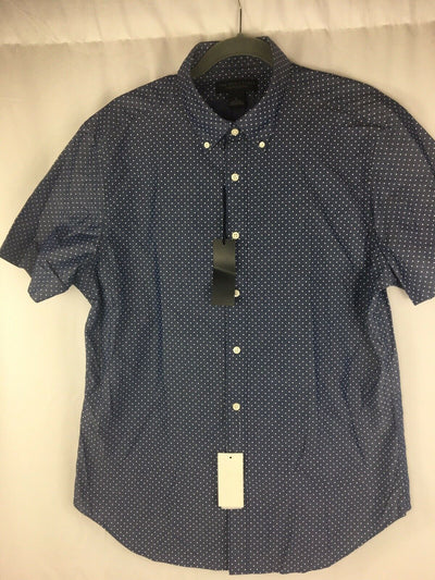 Bloomingdales The Men's Store Shirt V Neck Short Sleeve Navy Large - Outlet Designers
