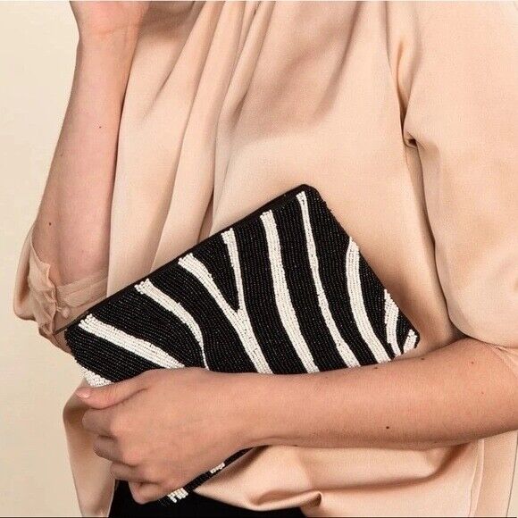 Ink+Alloy Zebra Seed Bead Clutch