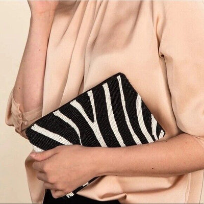 Ink+Alloy Zebra Seed Bead Clutch