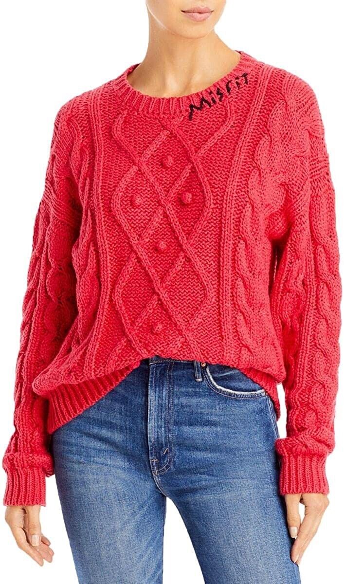 Mother Womens The Jumper Cable Knit Crew Neck Pullover Sweater S