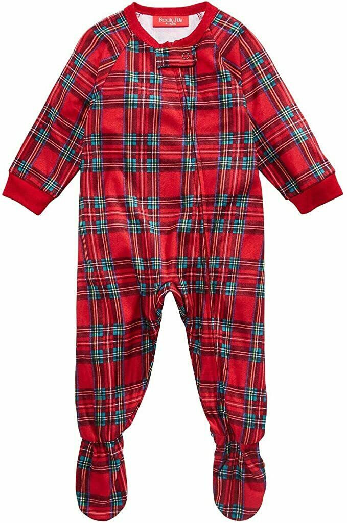 Family Pajamas Infant Brinkley Plaid Footed Pajamas Red 18 MOS