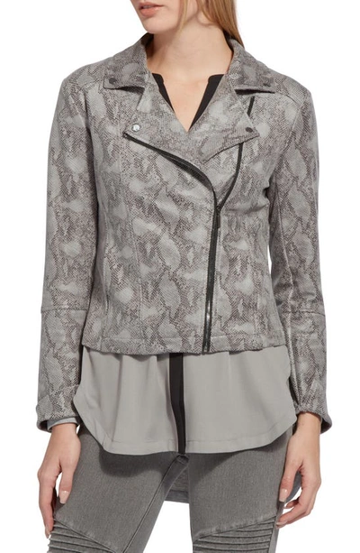 Lyssé Snake skin Print Moto Jacket in Nickel Snake Small