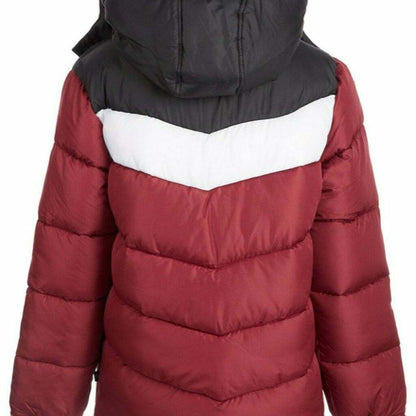 CB Sports Big Boy Chevron Puffer Coat Burgundy Black