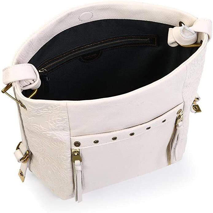 The Sak Collective Women's Leather Ojai Bucket Souk Embossed Bag, Stone