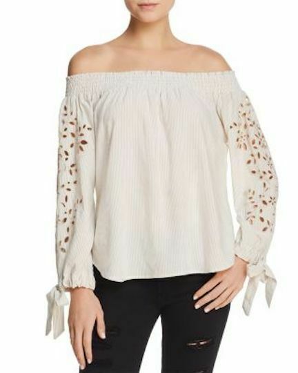 Vintage Havana Pin Strap Embroidered Dots Top $65