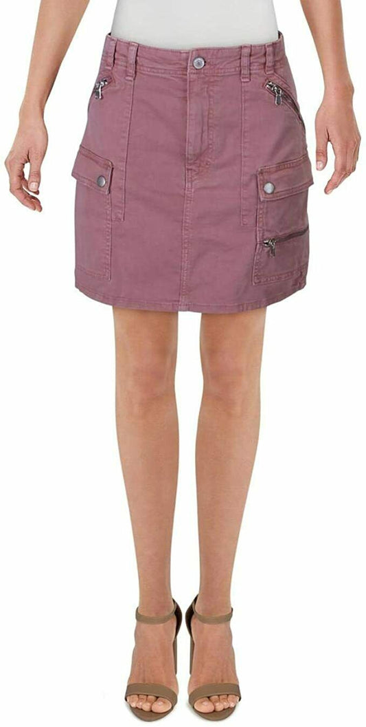 Free People Womens Avenue Utility Mini Denim Skirt Purple 24